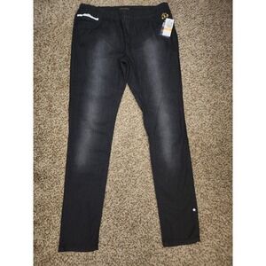 Dereon Womens Plus 16W Black Wash Elastic Waist Skinny Jeans Embroidered NWT